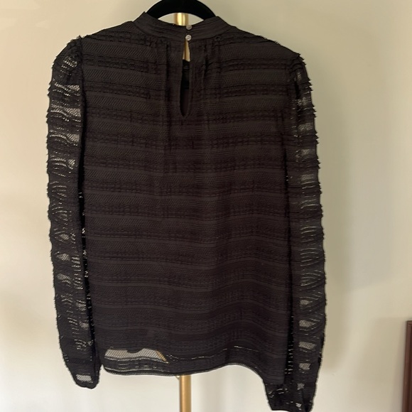 LOFT size M blouse/Top black with liner, transparent sleeves - Picture 3 of 4